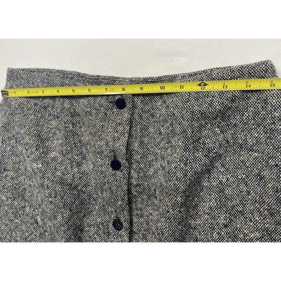 Orvis 100% Wool Button Down Tweed Skirt, White/Blk/Blue Women's Size 12 - Picture 5 of 7
